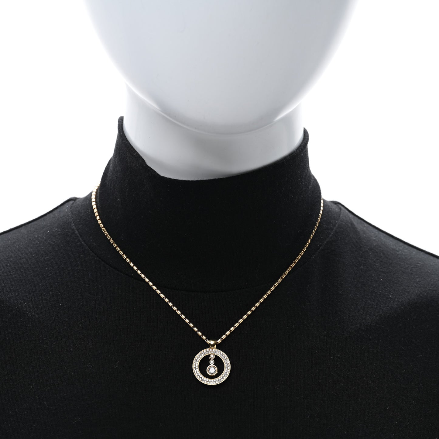 18K Yellow Gold Diamond Cento O Pave Necklace