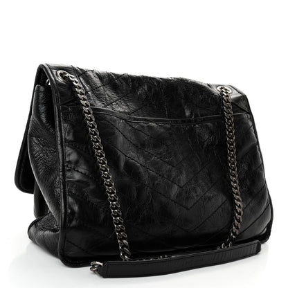 Saint Laurent Crinkled Calfskin Matelasse Monogram Large Niki Chain Satchel Black 3 of 10