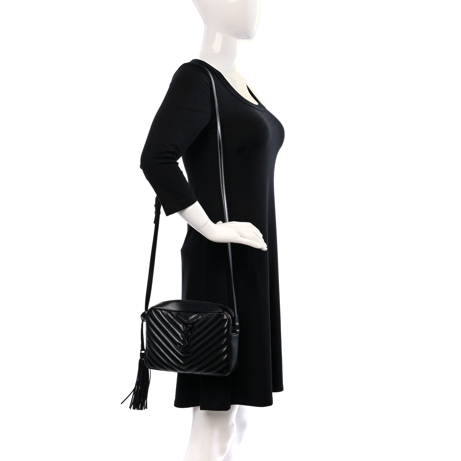 Saint Laurent Calfskin Matelasse Monogram Lou Camera Bag Black 2 of 9