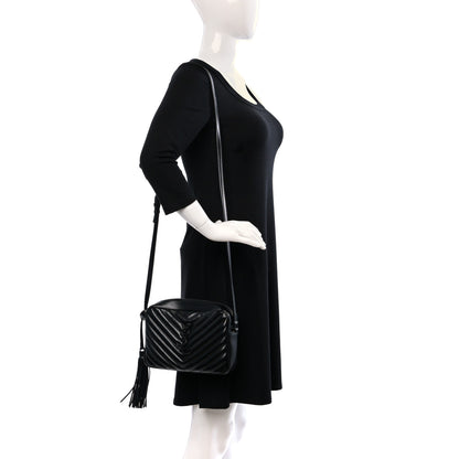Saint Laurent Calfskin Matelasse Monogram Lou Camera Bag Black 2 of 9