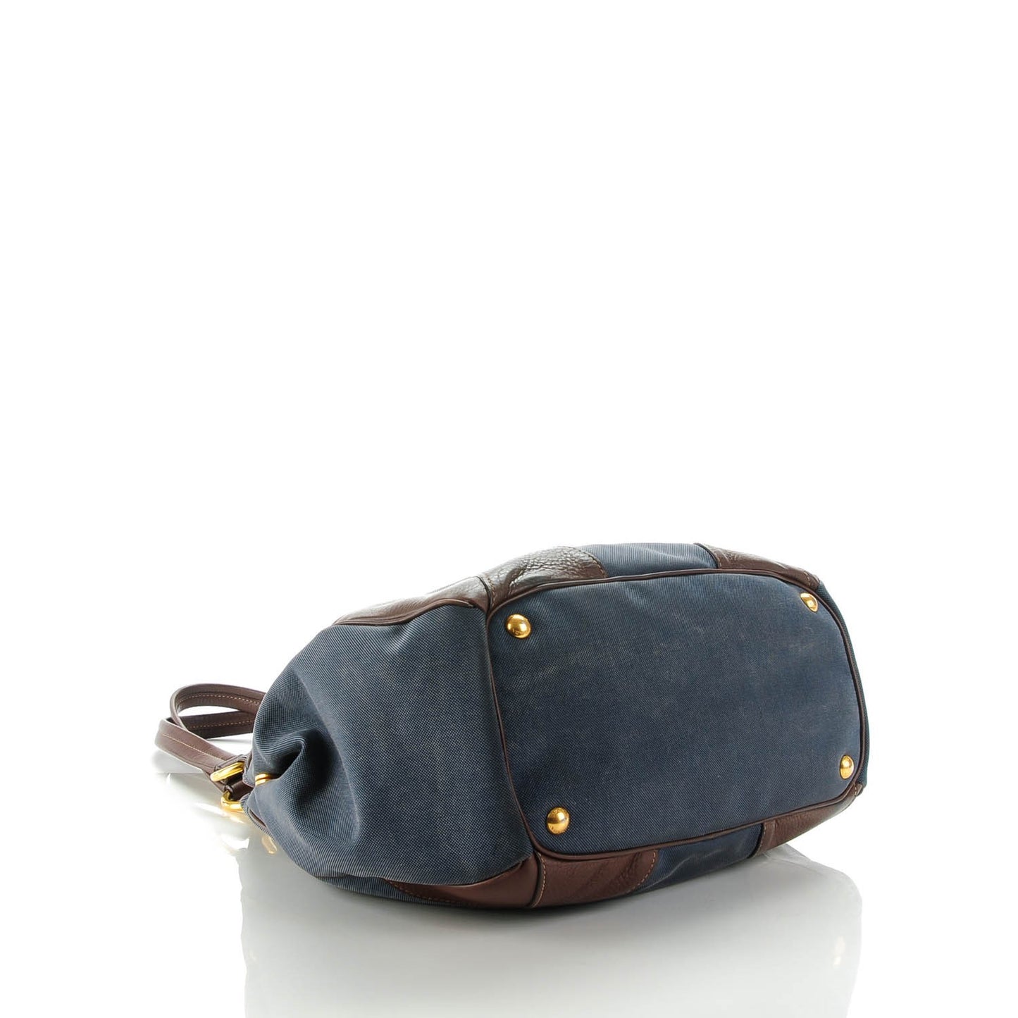 Jacquard Vitello Daino Logo Shoulder Bag Denim