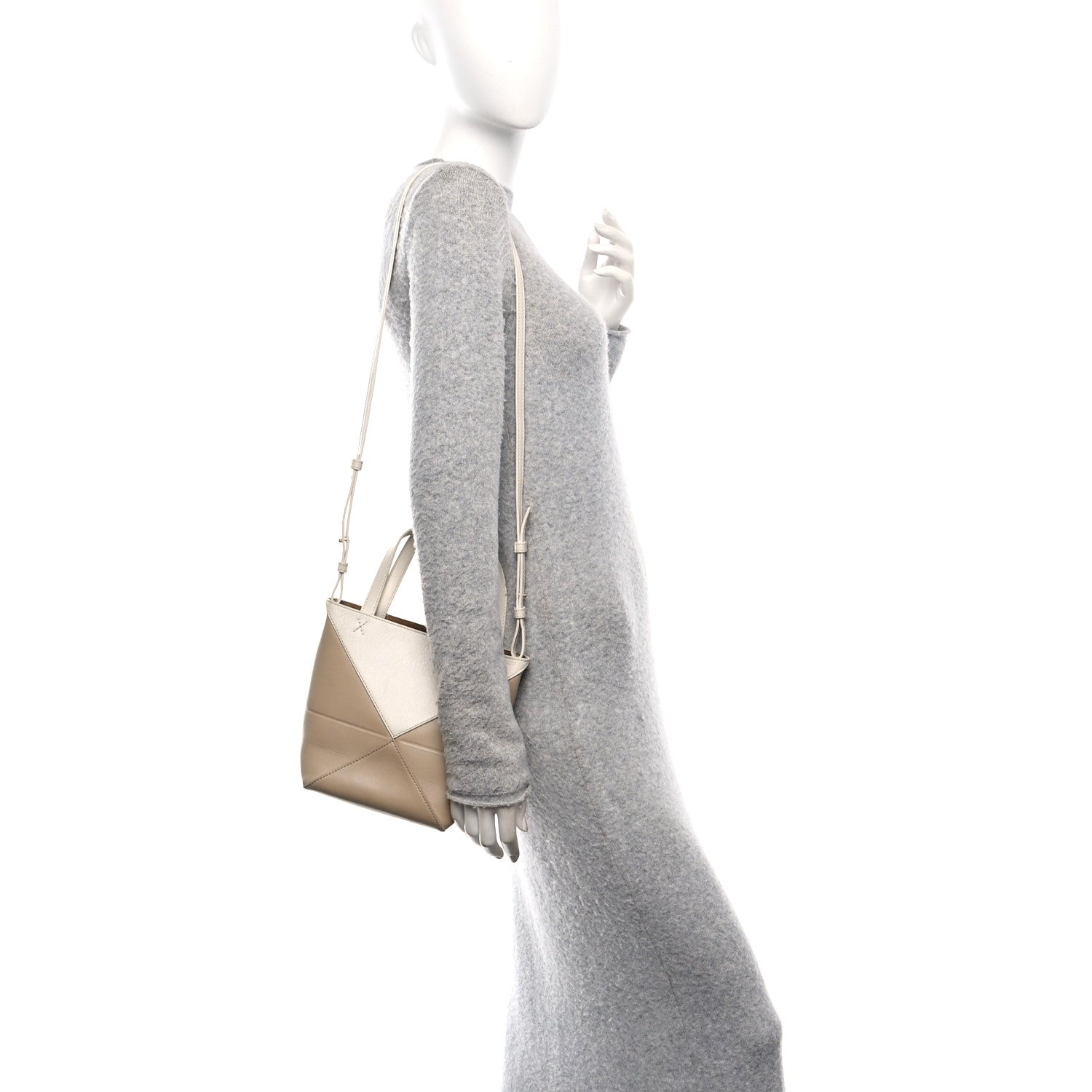 Loewe Shiny Calfskin Mini Puzzle Fold Tote Soft White Paper Craft 2 of 9