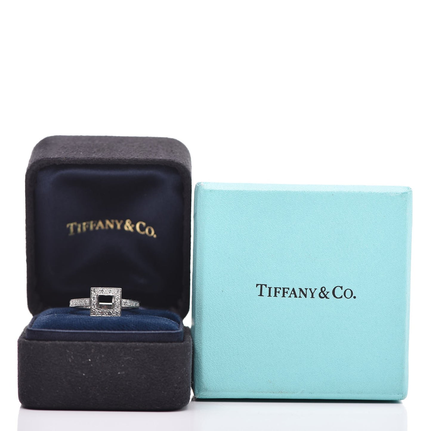 Platinum Diamond Square Ring 49 4.75