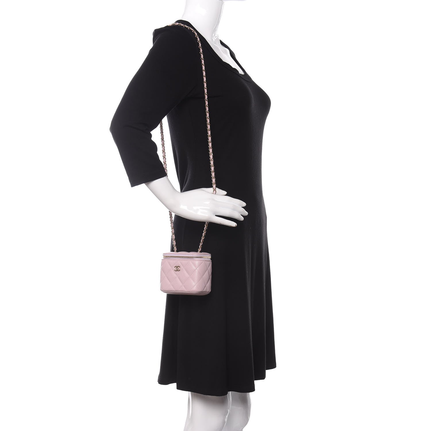 Chanel Caviar Quilted Mini Vanity Case With Chain Light Pink 2 of 10