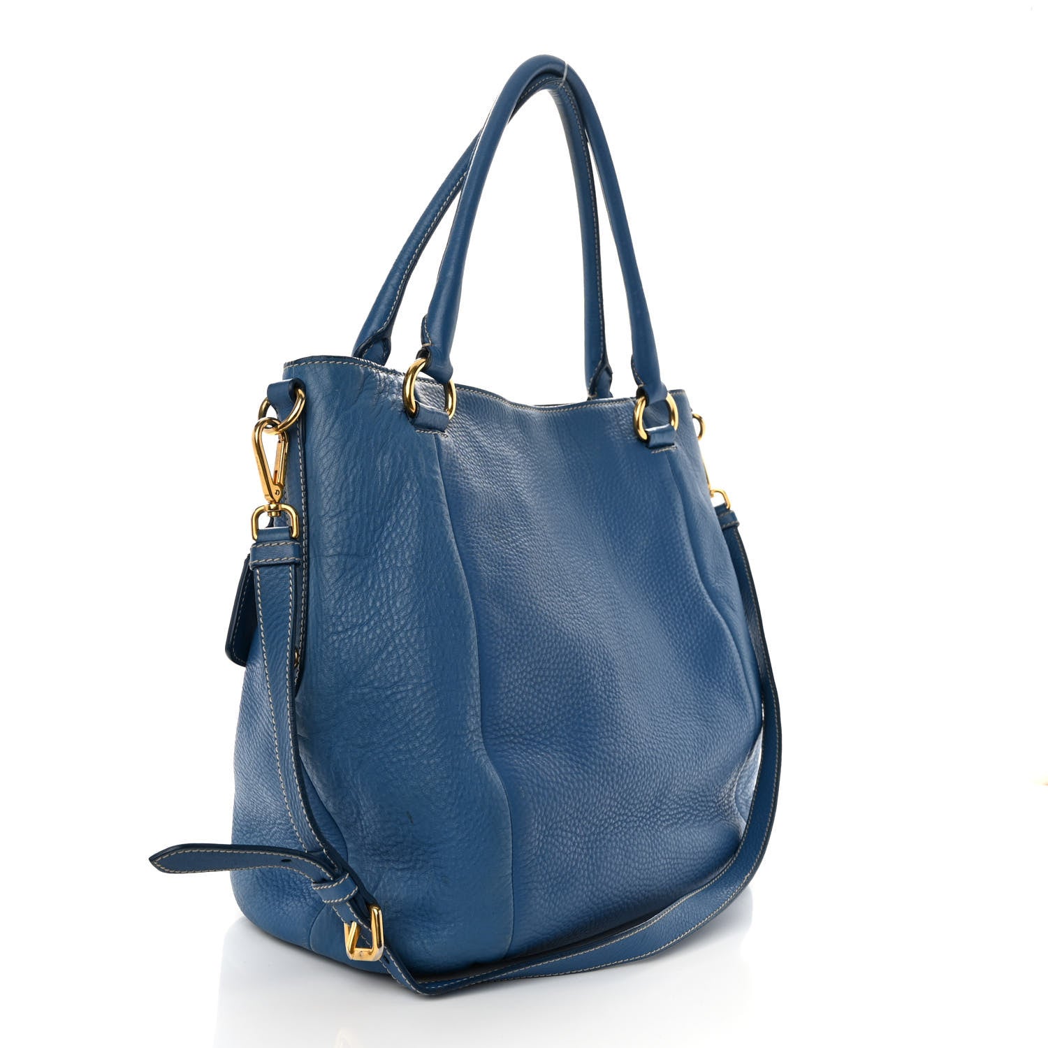 Prada Vitello Daino Shopping Tote Cobalto 3 of 14