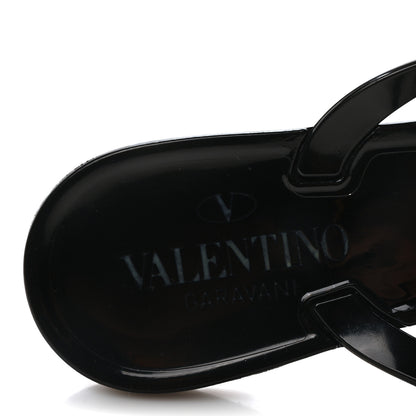 Valentino Garavani PVC Jelly Rockstud Bow Thong Sandals 37 Black 8 of 9
