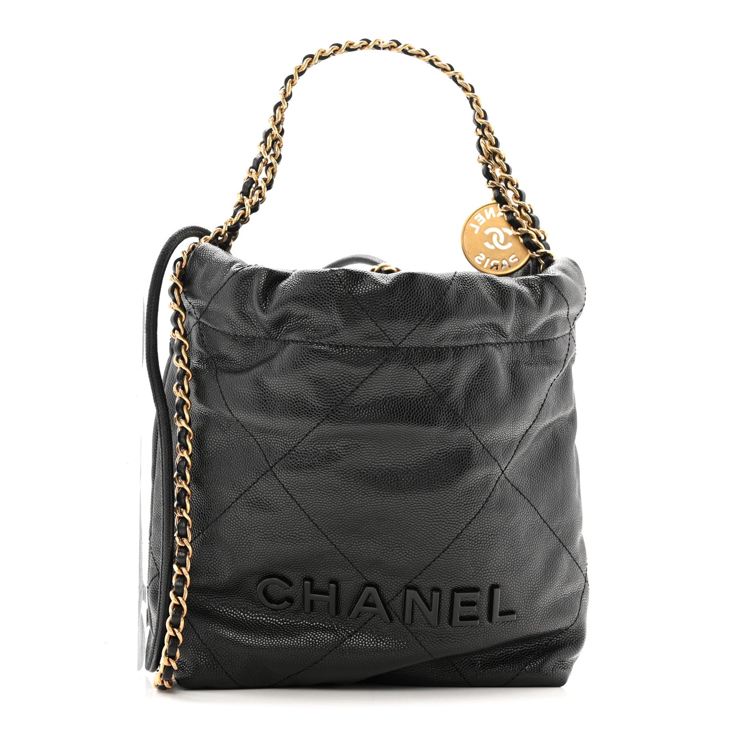 Shiny Calfskin Quilted Mini Chanel 22 So Black