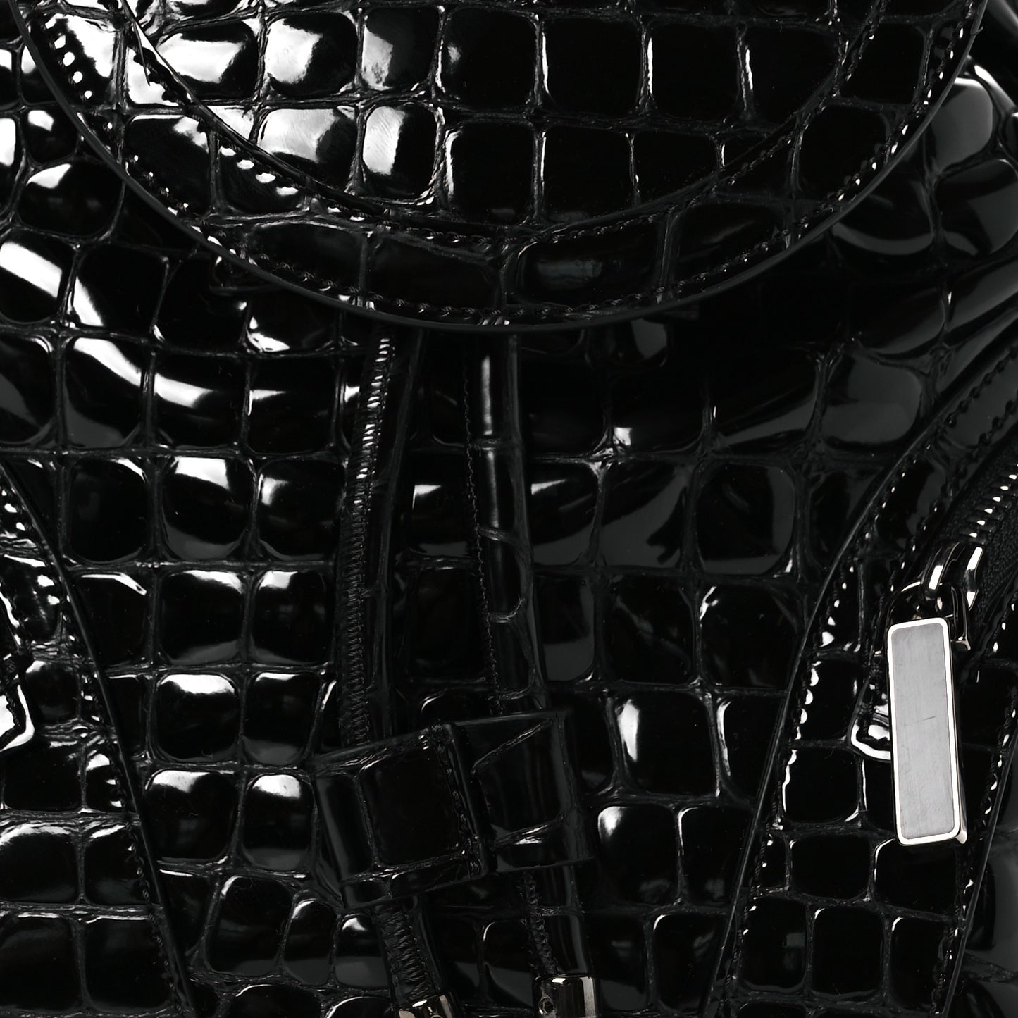 Calfskin Alligator Embossed Small Explorafunk Backpack Black