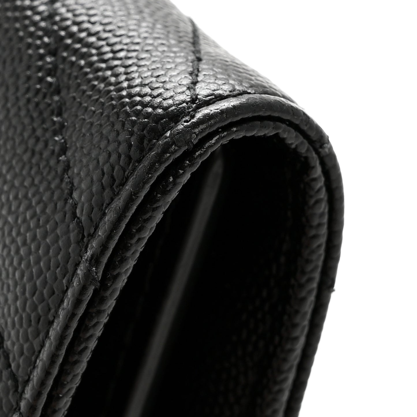 Grain De Poudre Matelasse Chevron Monogram Flap Wallet Black