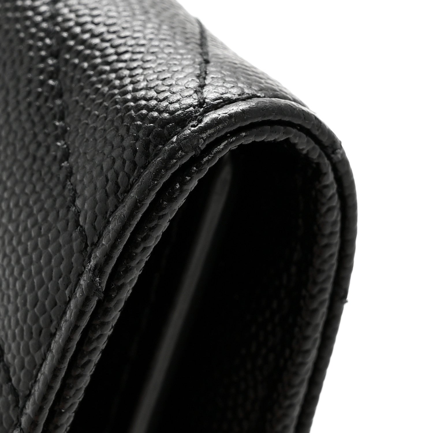 Saint Laurent Grain De Poudre Matelasse Chevron Monogram Flap Wallet Black 9 of 9