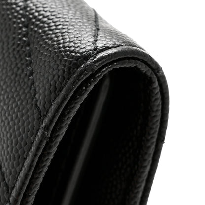 Saint Laurent Grain De Poudre Matelasse Chevron Monogram Flap Wallet Black 9 of 9