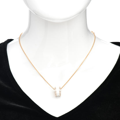 Bulgari 18K Rose Gold White Ceramic Diamond B.Zero1 Pendant Necklace 2 of 4