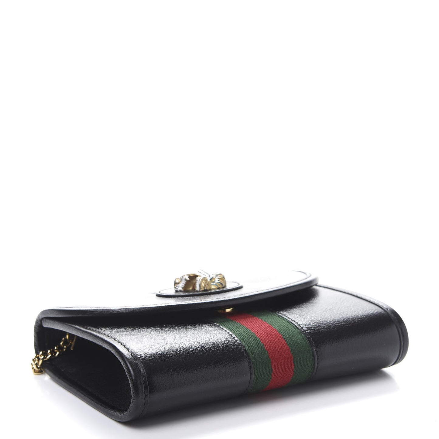 Textured Calfskin Web Mini Rajah Slim Flap Shoulder Bag Black