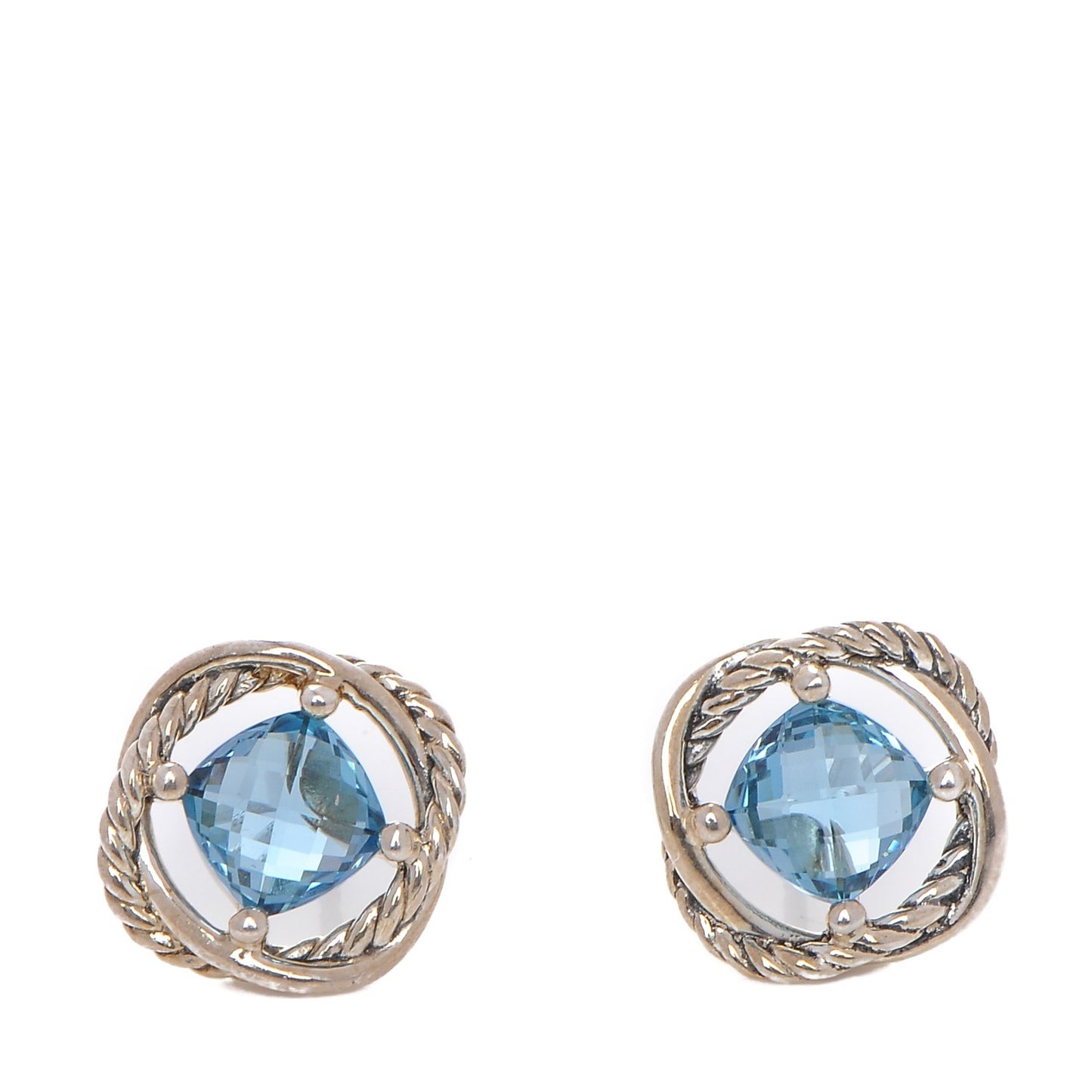 Sterling Silver Blue Topaz 7mm Infinity Earrings