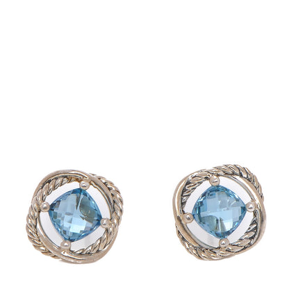 David Yurman Sterling Silver Blue Topaz 7mm Infinity Earrings 1 of 4