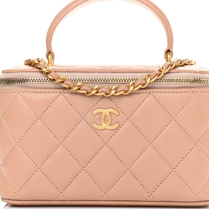 Chanel Lambskin Quilted Small Top Handle Vanity Case With Chain Beige 8 of 11