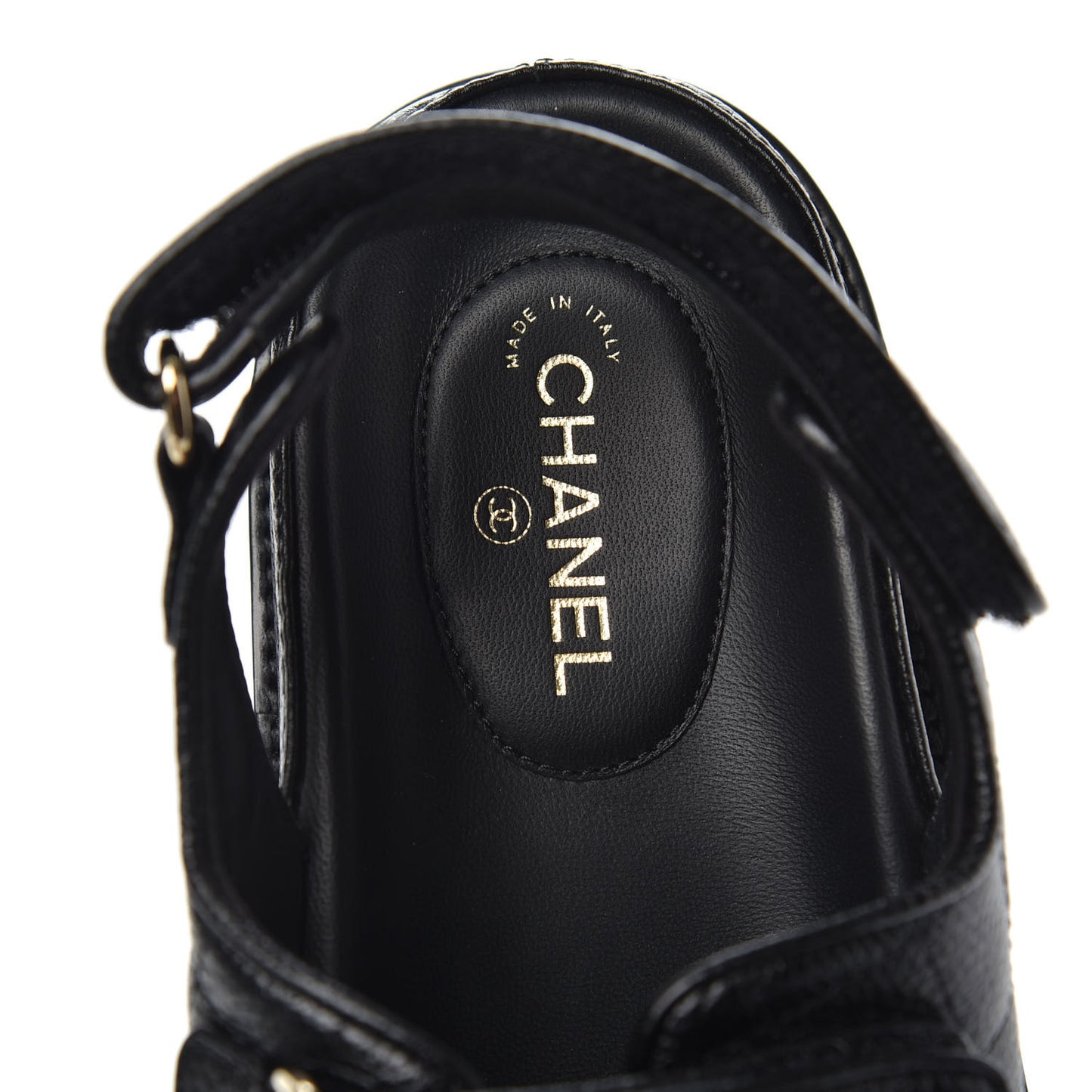 Grained Calfskin Velcro Dad Sandals 38 Black