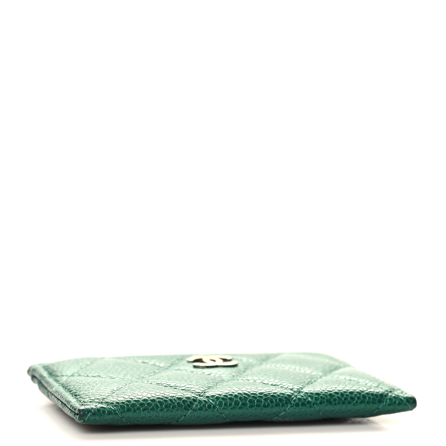 Chanel Metallic Caviar Quilted Card Holder Green 4 of 8