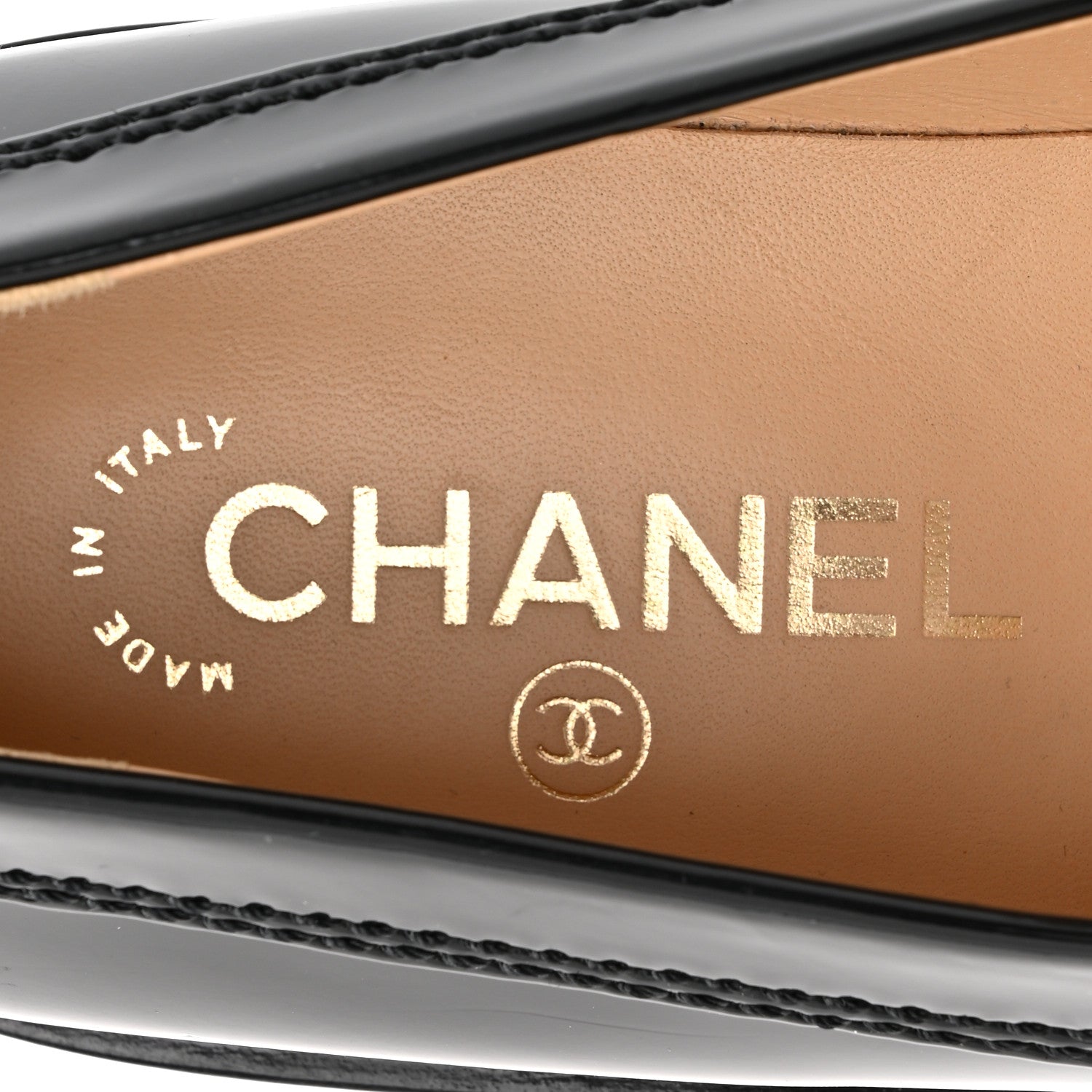 Chanel Shiny Calfskin Logo Loafers 39 Black 8 of 9