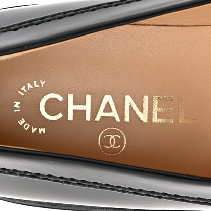 Chanel Shiny Calfskin Logo Loafers 39 Black 8 of 9