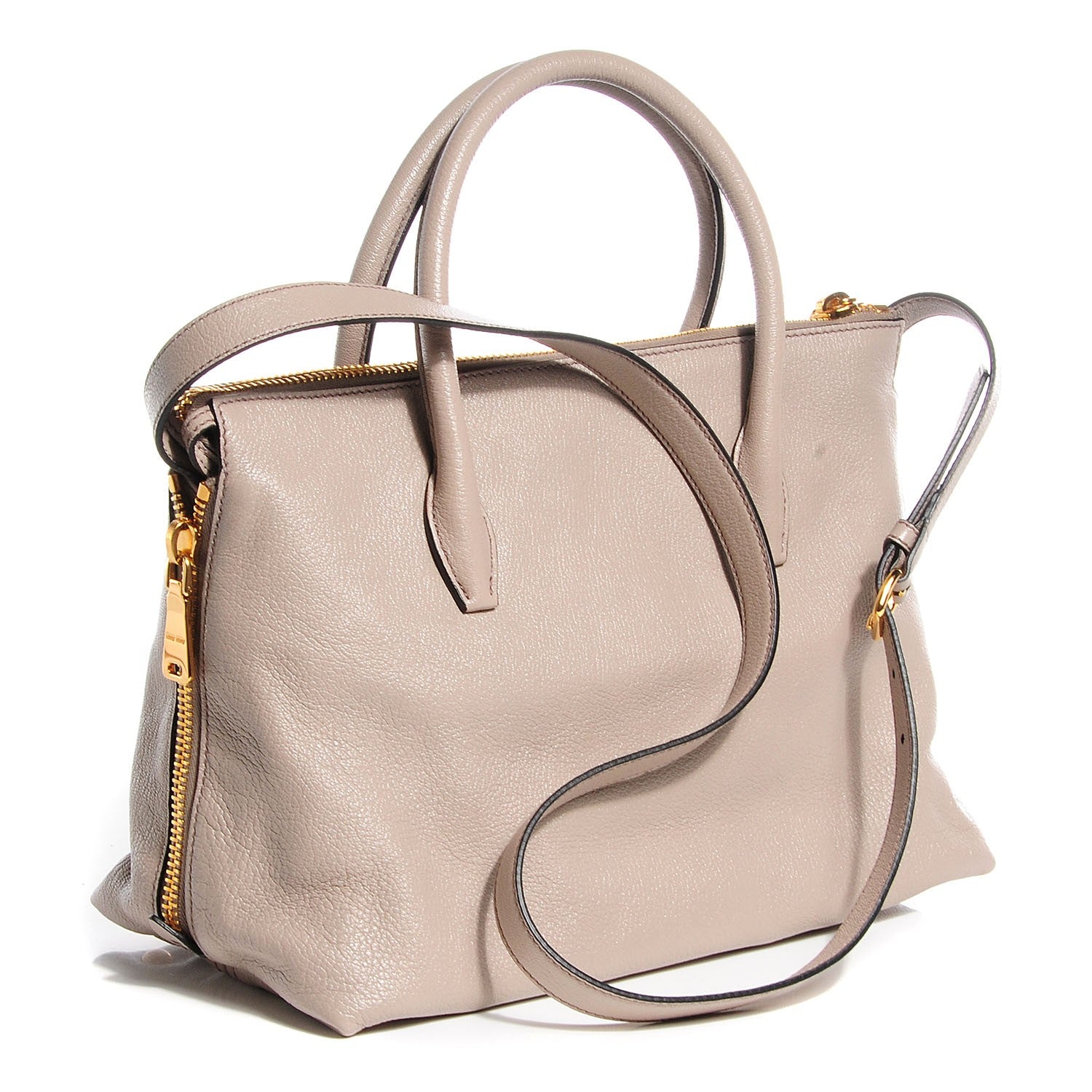 Miu Miu Goatskin Madras Top Handle Tote Pomice 5 of 11