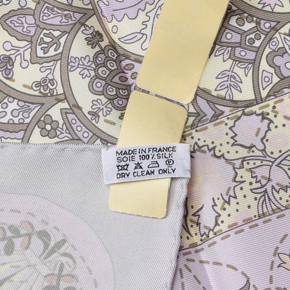Hermes Silk Pique Fleuri de Provence Scarf 90 Gris Perle Lilac Rose Poudre 4 of 4