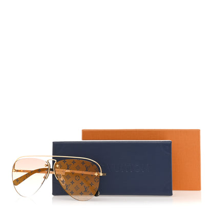 Louis Vuitton Monogram Grease Sunglasses Z1366E Gold 10 of 10