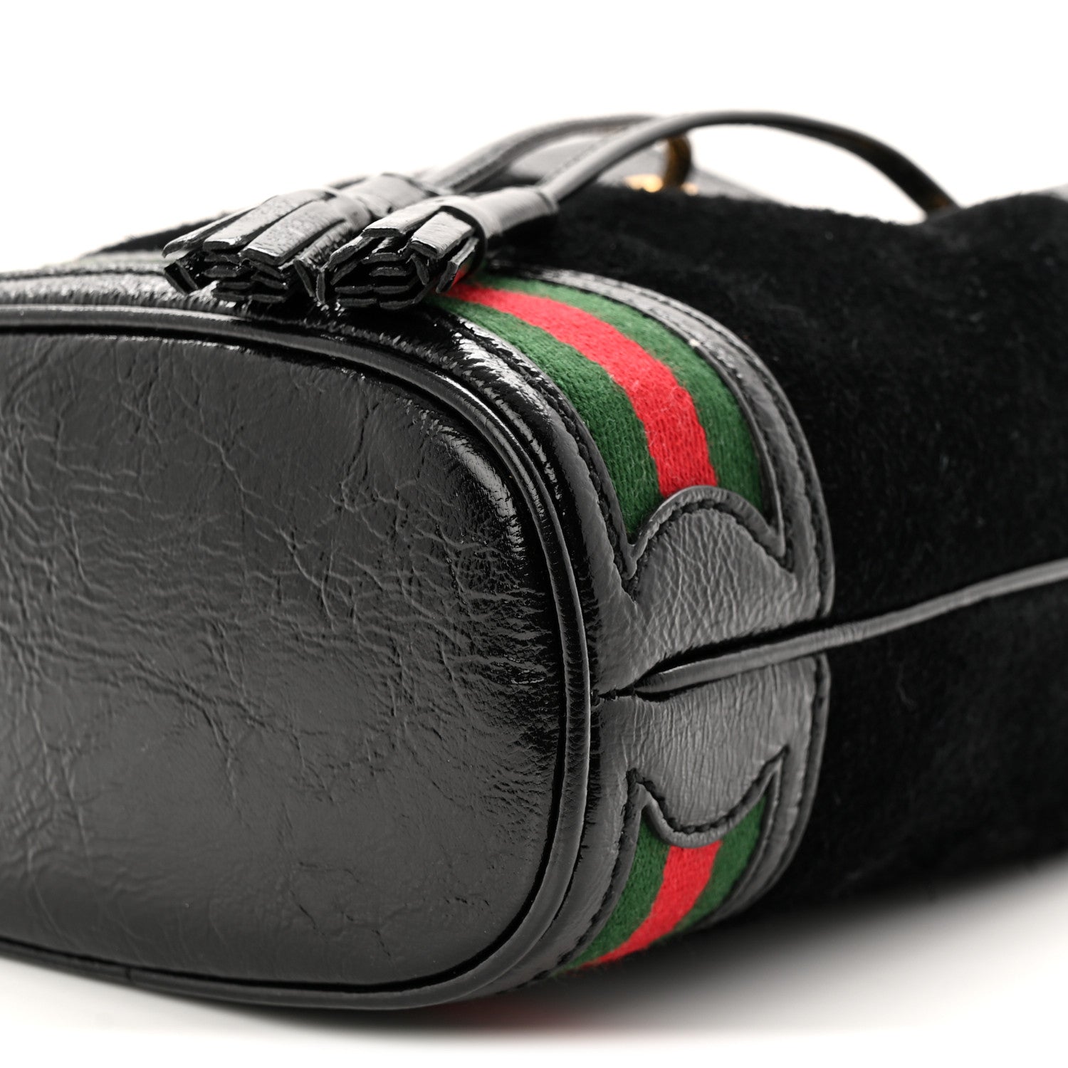 Gucci Suede Patent Web Mini Ophidia Bucket Bag Black 10 of 10