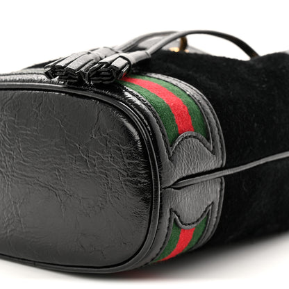 Gucci Suede Patent Web Mini Ophidia Bucket Bag Black 10 of 10