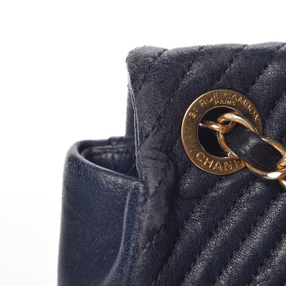 Chanel Calfskin Surpique Chevron Small Flap Navy 10 of 20
