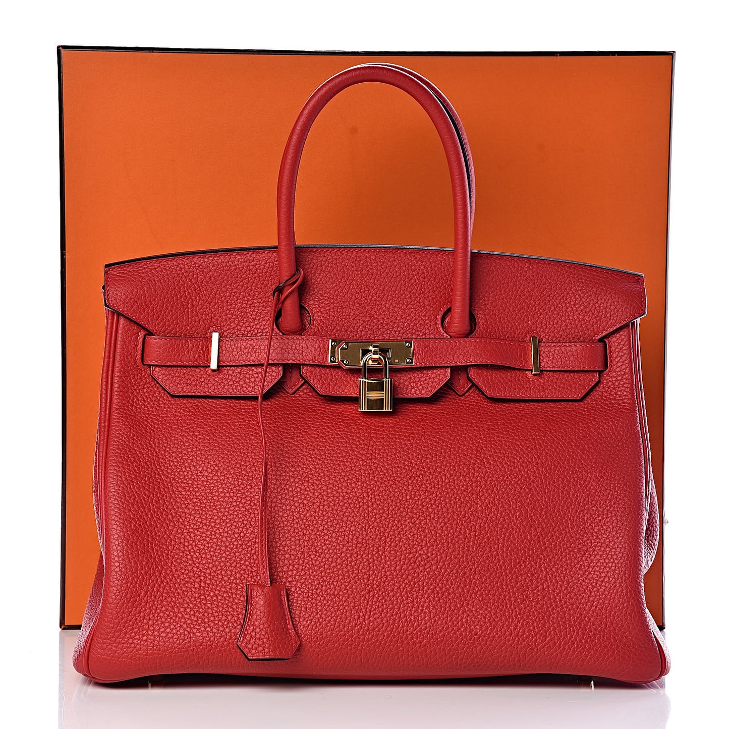 Taurillon Clemence Horseshoe Birkin 35 Rouge Casaque Black
