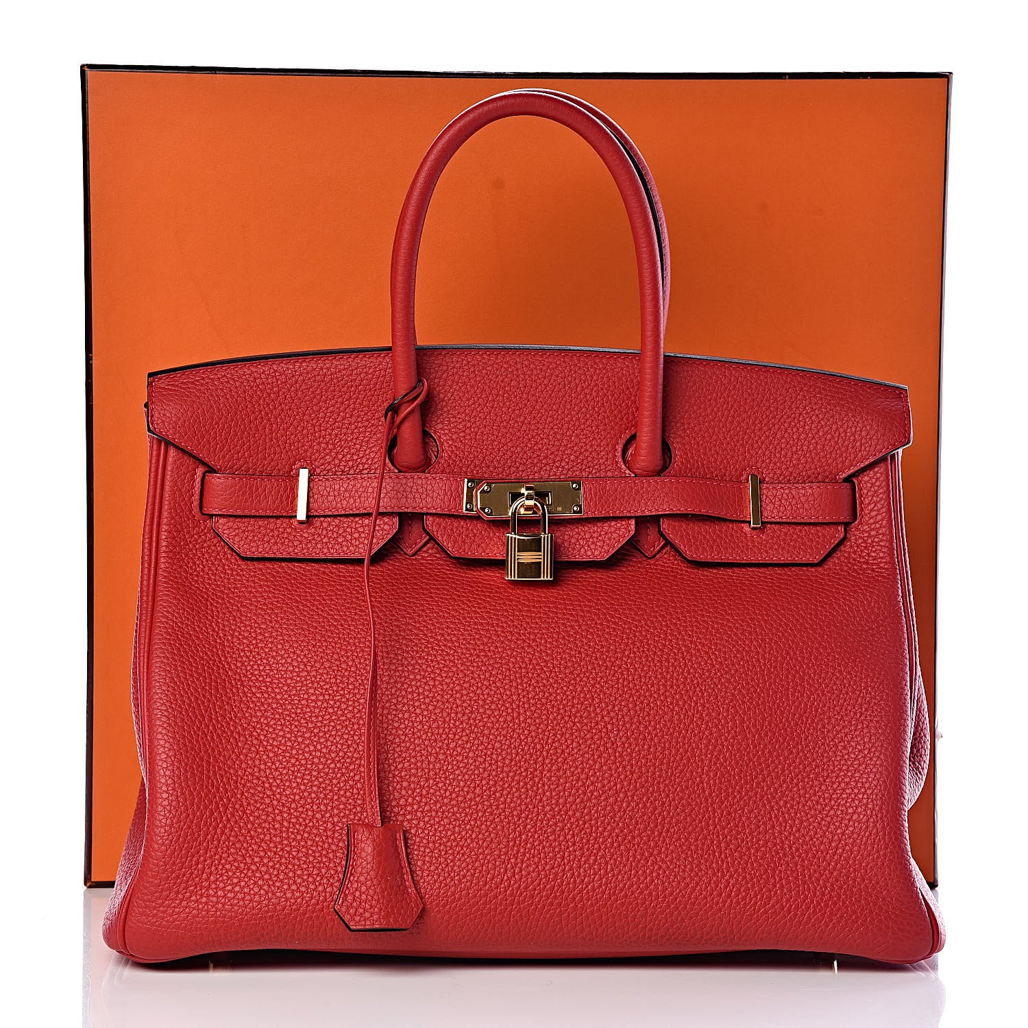 Hermes Taurillon Clemence Horseshoe Birkin 35 Rouge Casaque Black 40 of 40