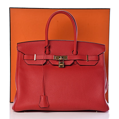 Hermes Taurillon Clemence Horseshoe Birkin 35 Rouge Casaque Black 40 of 40