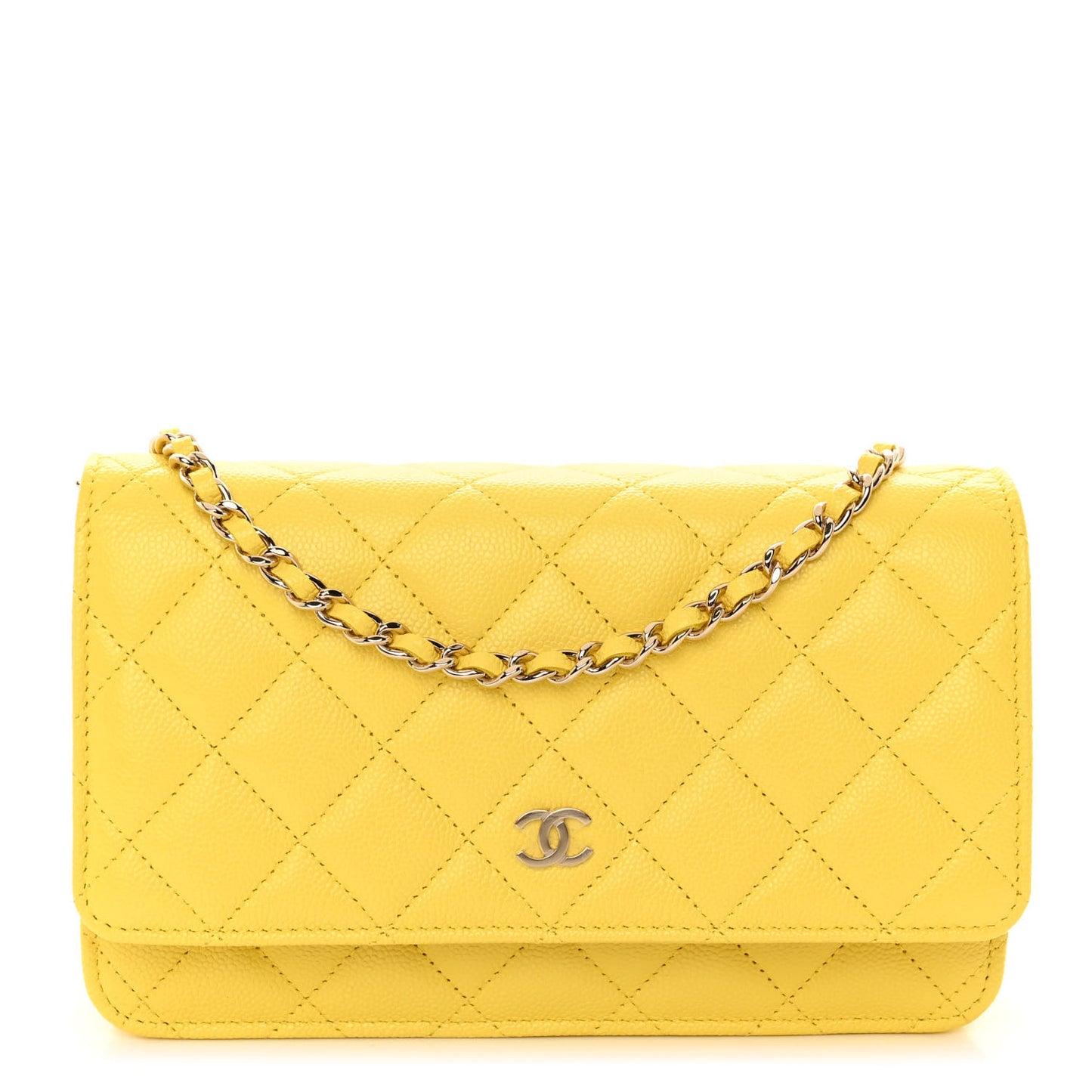 Caviar Quilted Wallet on Chain WOC Yellow