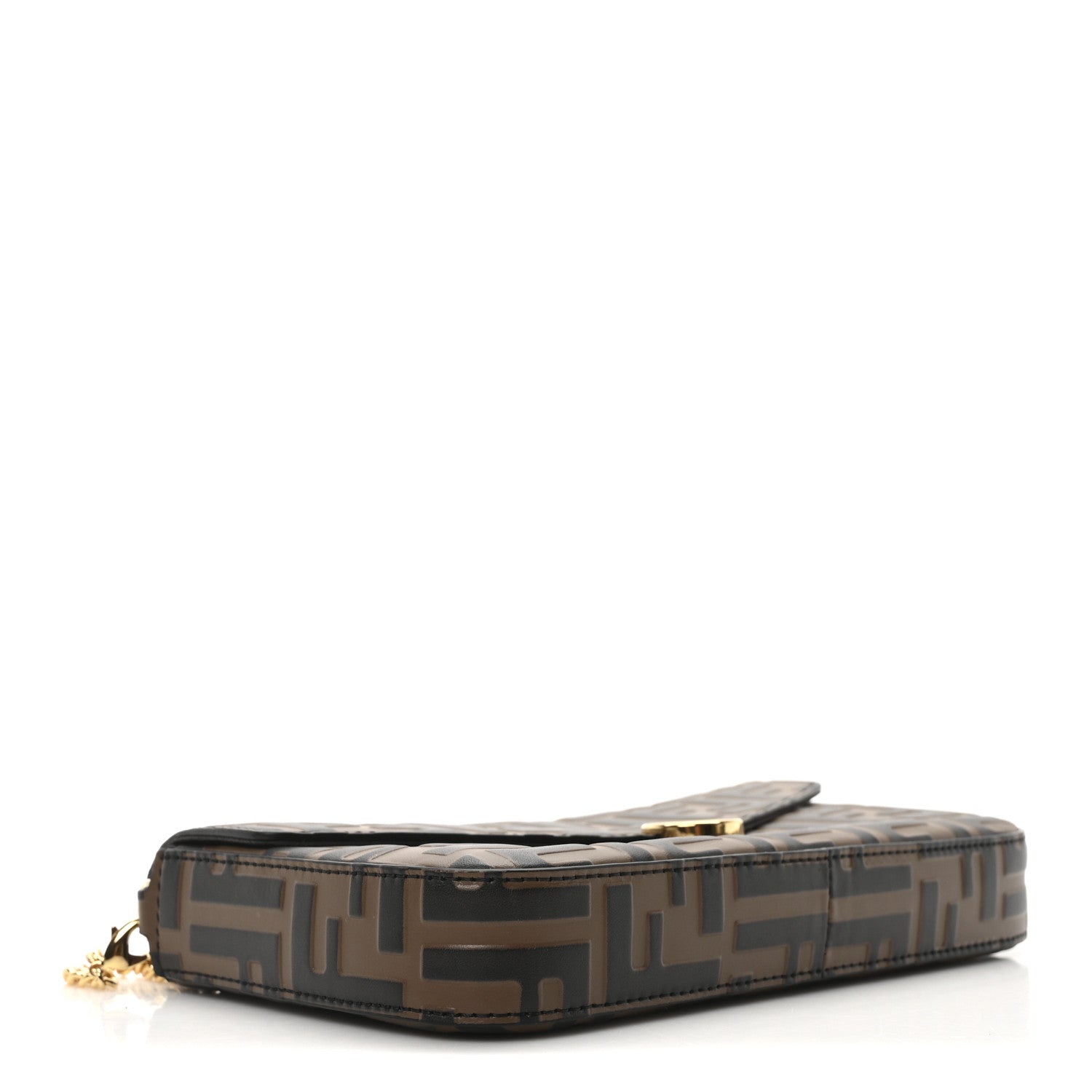 Fendi Vitello Soft F is Fendi Bi-Color FF 1974 Embossed Envelope Wallet On Chain with Pouches Maya Black 6 of 14