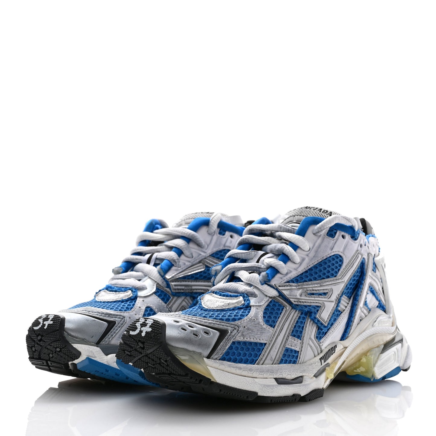 Mesh Rubber Distressed Womens Runner Sneakers 37 Navy White Black Grey