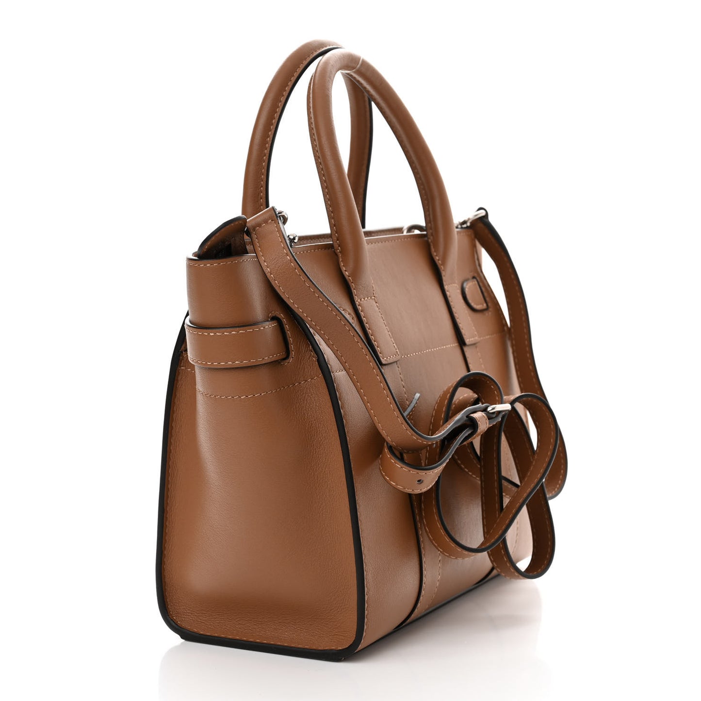 Small Classic Silky Calfskin Mini Zipped Bayswater Teak