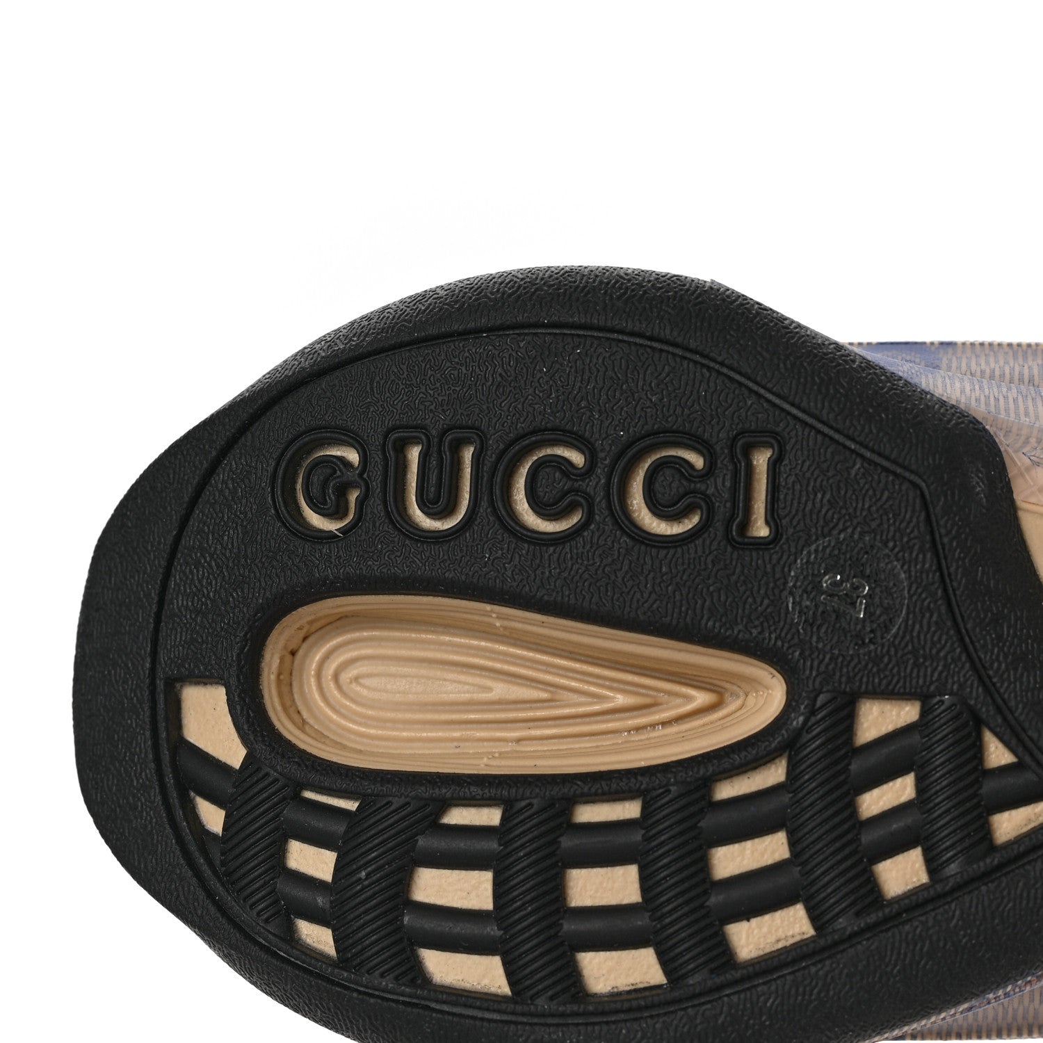 Gucci Ultralight Plume Calfskin Monogram Printed Womens Gucci Run Sneakers 37 Beige Blue 6 of 9