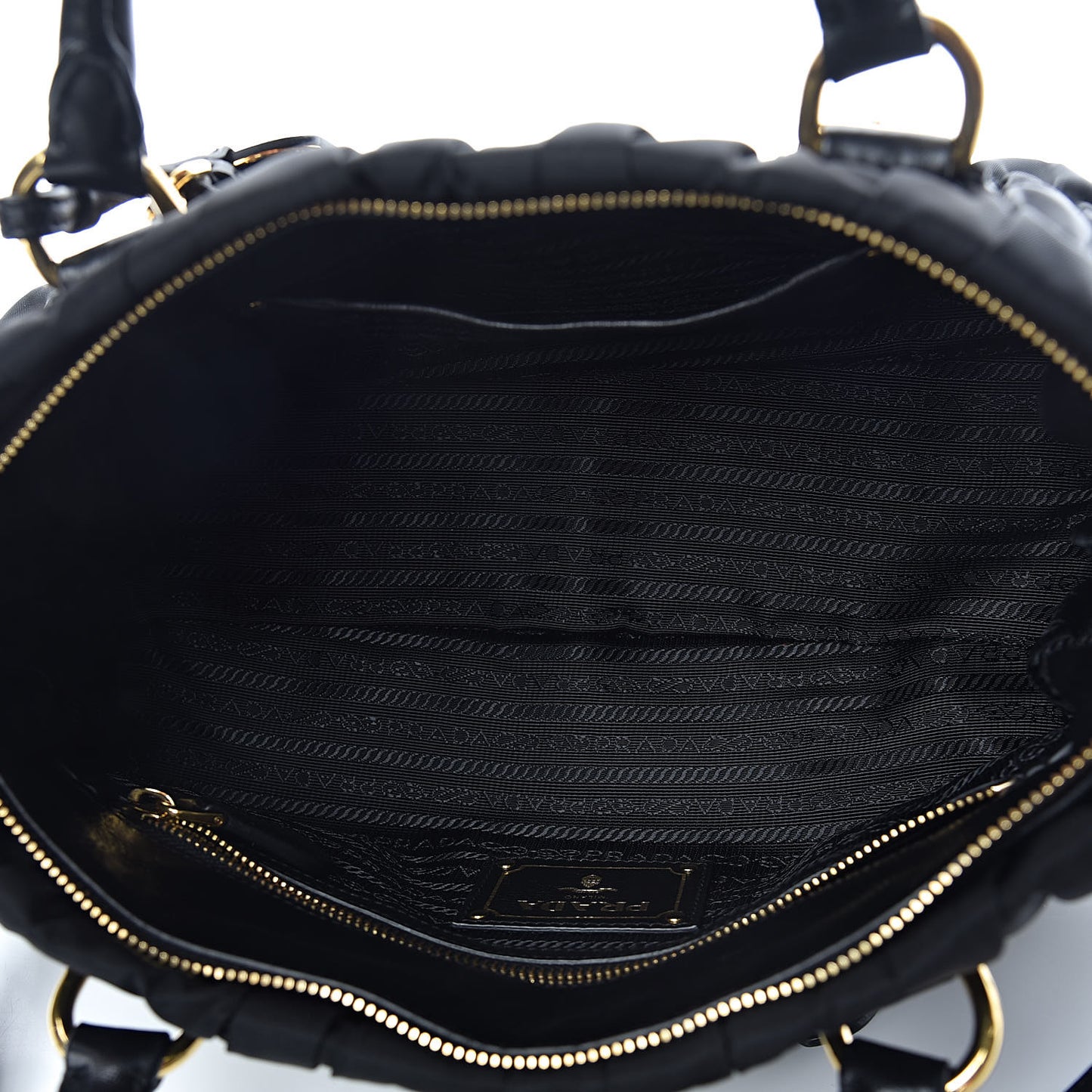 Tessuto Nylon Gaufre Shopping Satchel Black