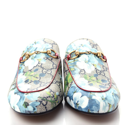 Gucci GG Supreme Monogram Blooms Womens Princetown Slippers 36.5 Beige Blue Navy Hibiscus Red 5 of 11