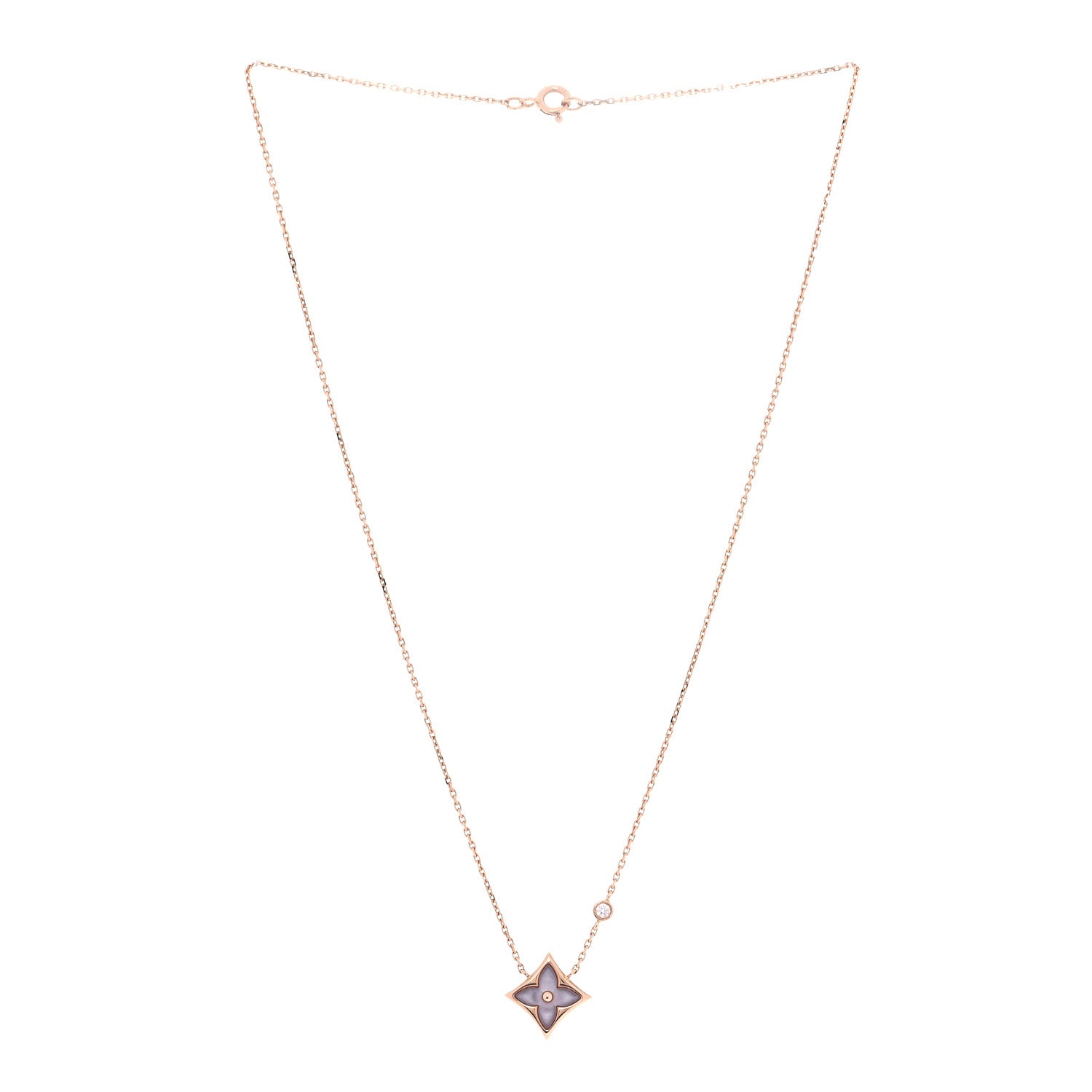 Louis Vuitton 18K Pink Gold Diamond Pink Mother of Pearl Color Blossom BB Star Pendant Necklace 2 of 4