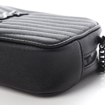 Saint Laurent Grain De Poudre Matelasse Monogram Mini Lou Camera Bag Black 5 of 8