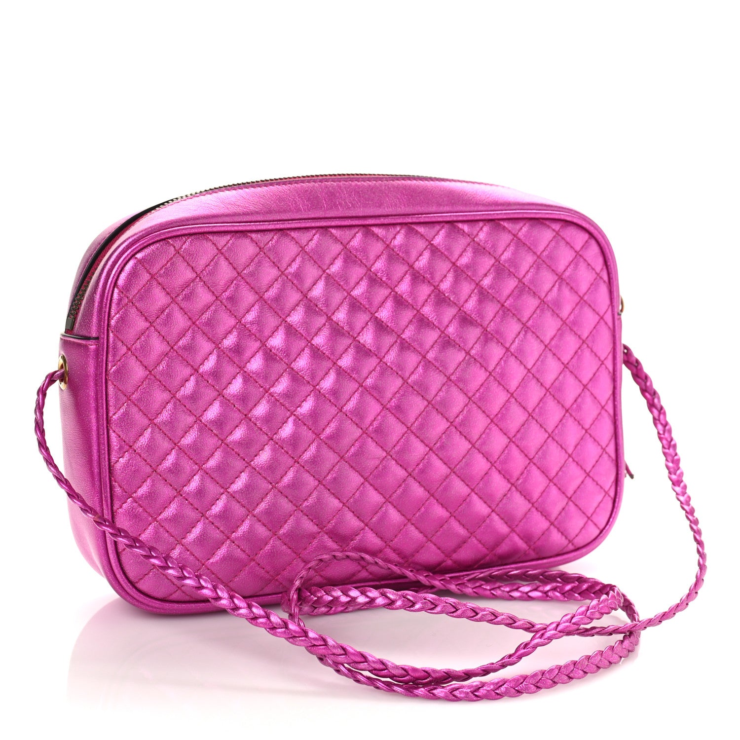 Gucci Laminated Nappa Trapuntata Small Zumi Shoulder Bag Fuxia 3 of 10