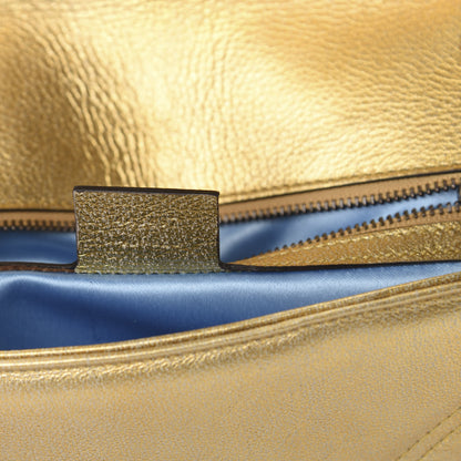 Gucci Metallic Calfskin Matelasse Small GG Marmont Shoulder Bag Gold Pink 7 of 10