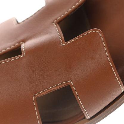 Hermes Box Calfskin Oran Sandals 38.5 Gold 13 of 14