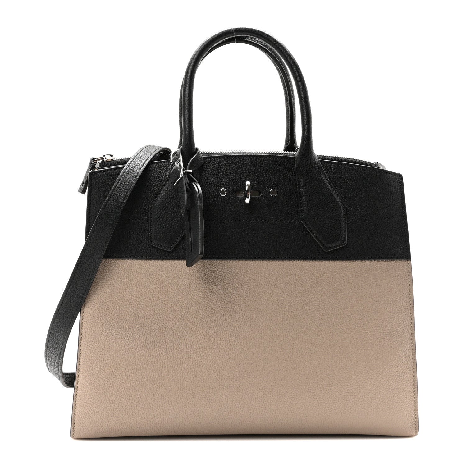 Louis Vuitton Taurillon City Steamer MM Black Beige 1 of 9