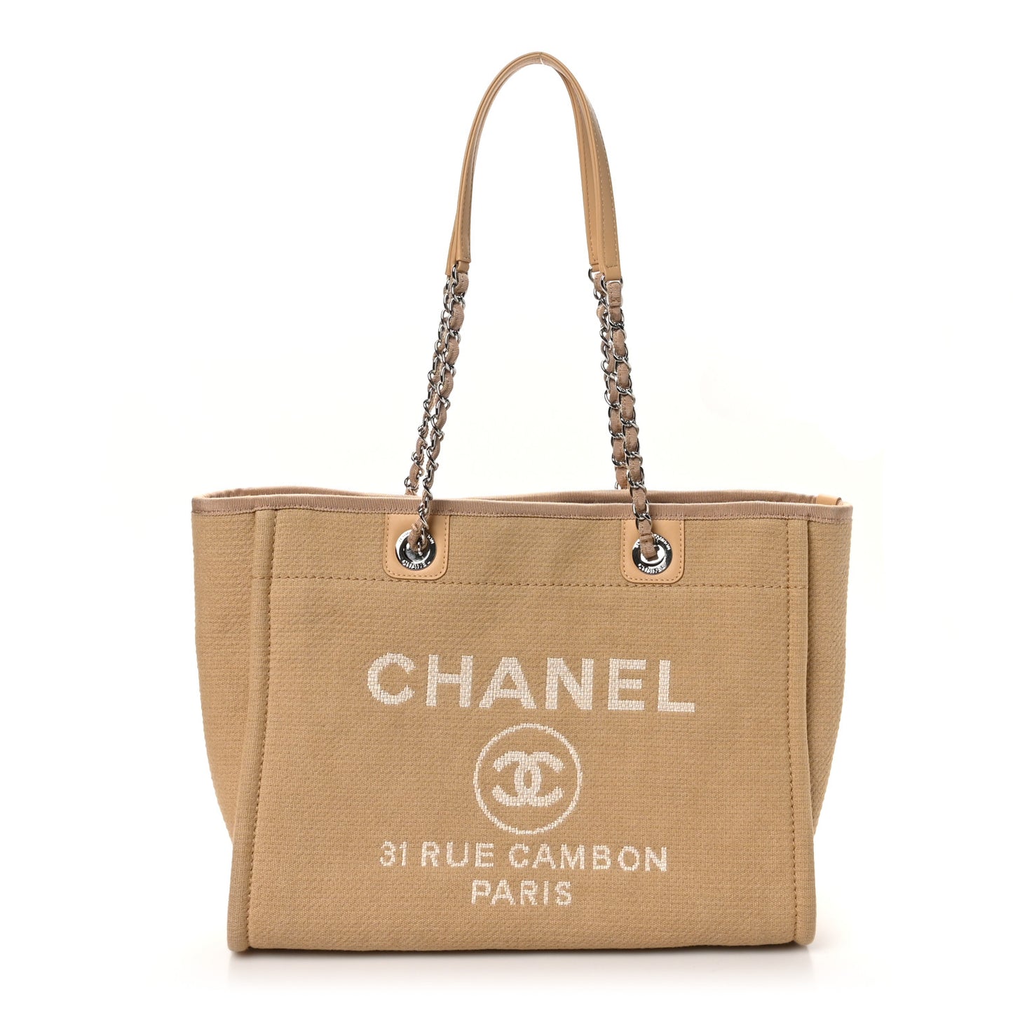 Mixed Fibers Small Deauville Tote Beige