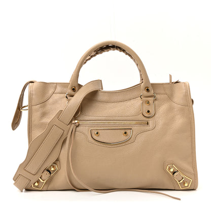 Balenciaga Shiny Goatskin Gold Metallic Edge Hardware City Beige Sahara 1 of 17