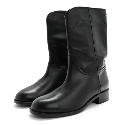 Chanel Calfskin Ascot CC Boots 39 Black 3 of 10