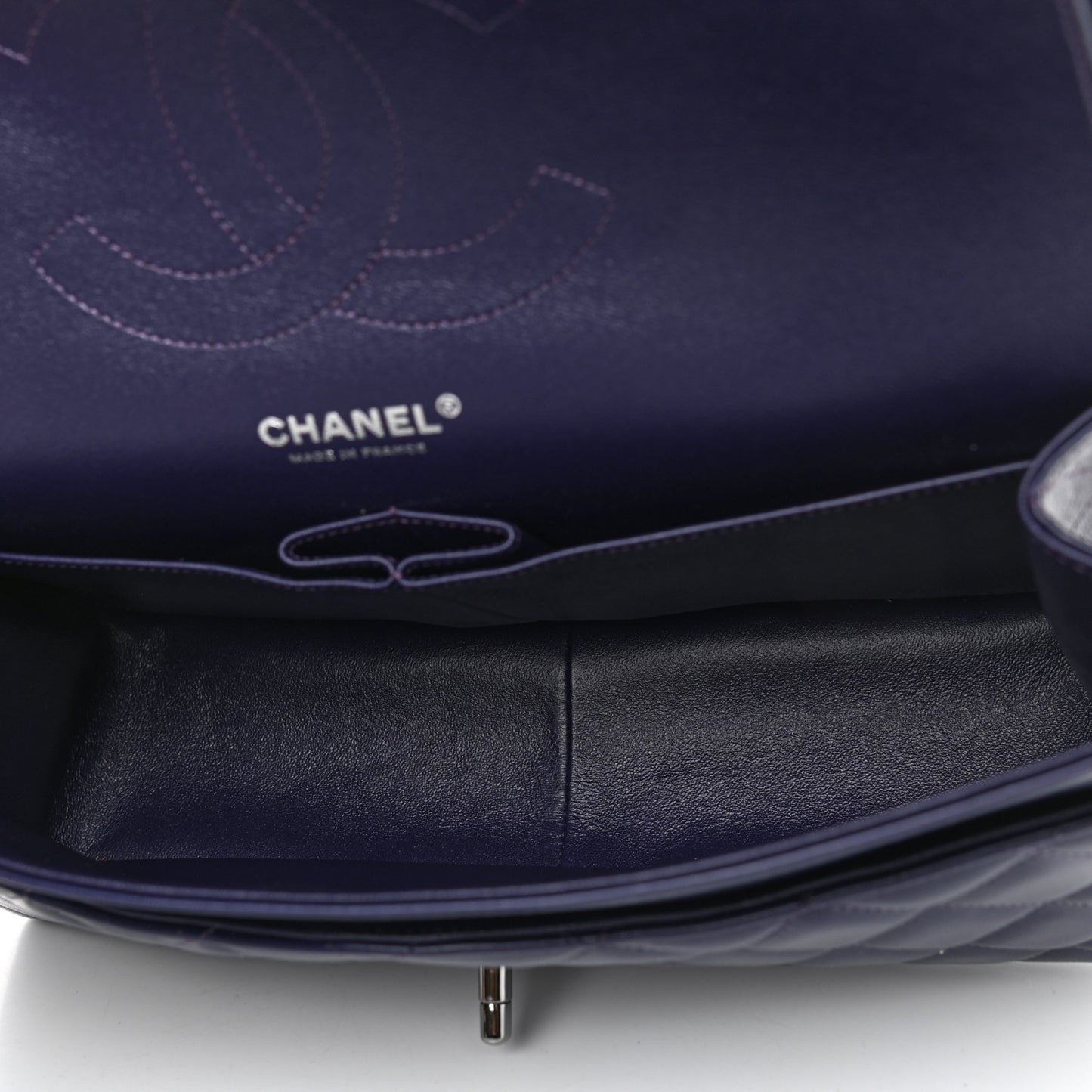 Lambskin Quilted Jumbo Double Flap Purple